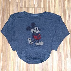 Disney park Mickey Mouse Diamond studded sweater t shirt XS blueish gray euc